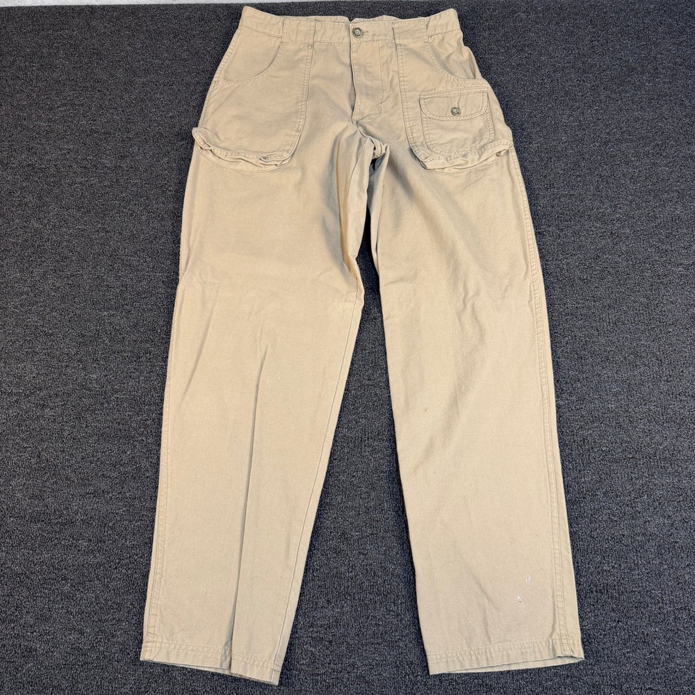 Vintage Gitano Tan Cotton Canvas Cargo Utility Pants Mens 32 Straight Leg Khaki